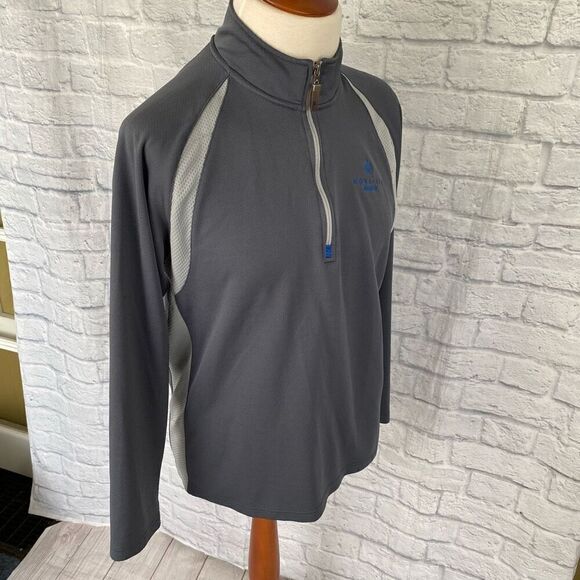 Alo cool fit men XL Longsleeve 1/4 zip mock turtleneck grey & blue - Picture 6 of 12